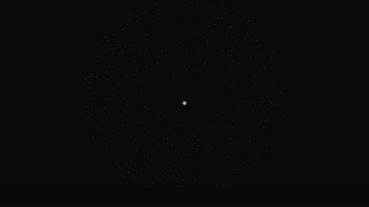 The PULSO field for one sitting at six seconds, a dark circle of scattered points around a small warm centre