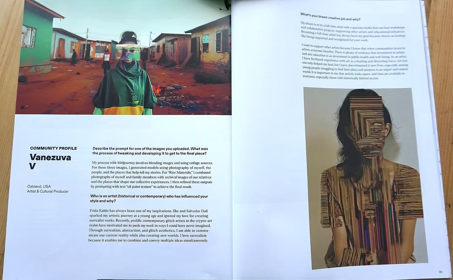 Vanezuva featured interview spread in Midjourney Magazine Issue 17